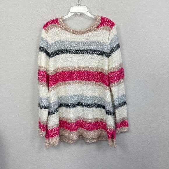 Lane Bryant Sweaters - Lane Bryant Striped Boucle Knit Sweater with Tie Back Womens Plus Size 18/20